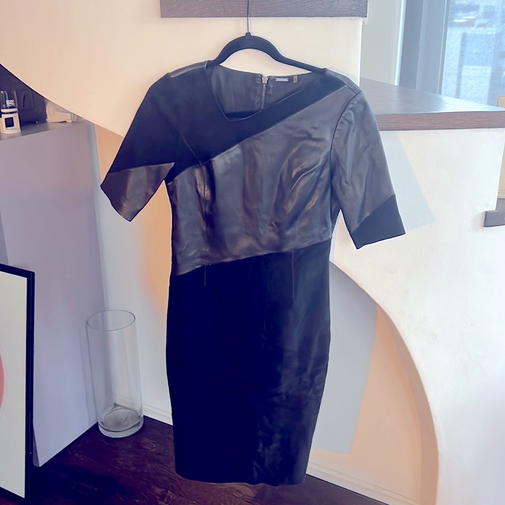 Elie Tahari style & substance. Black suede/leather dress. Size 4
